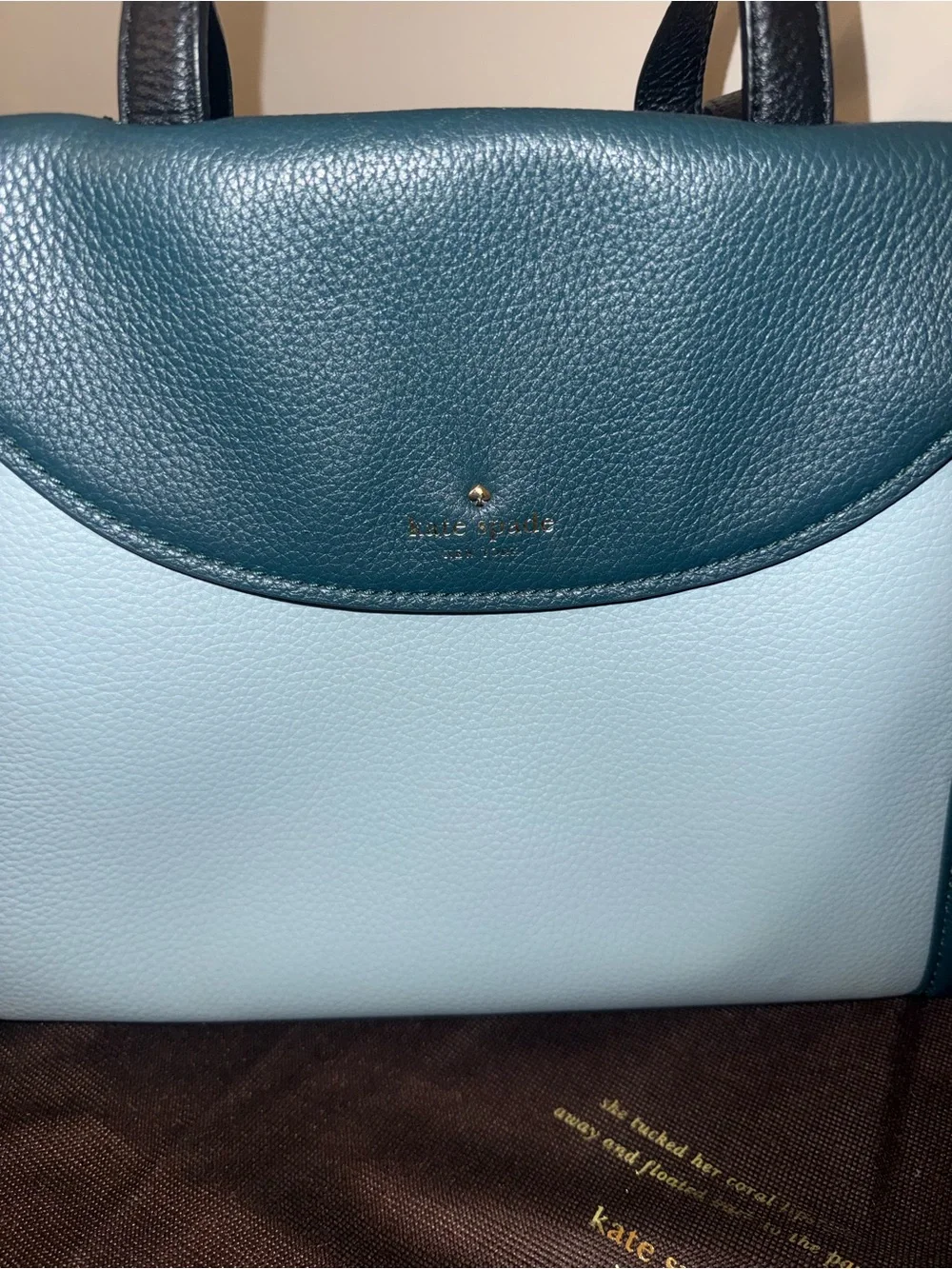 kate spade Two-Tone Teal & Light Blue Leather Satchel crossbody bag
